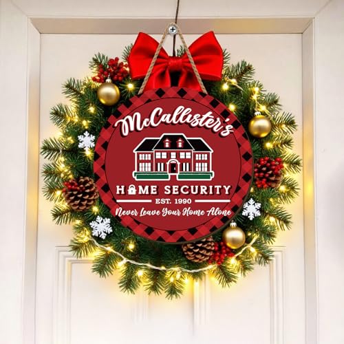 Christmas Wooden Door Sign Red and Green Holiday Hanging Wall Plaque