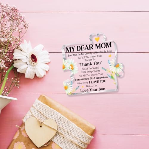Mom Appreciation Gifts from Son Acrylic Puzzle Plaque - Thank You Gift for Mom, Mother’s Day, Birthday, Christmas - Variation: Gifts from Son4