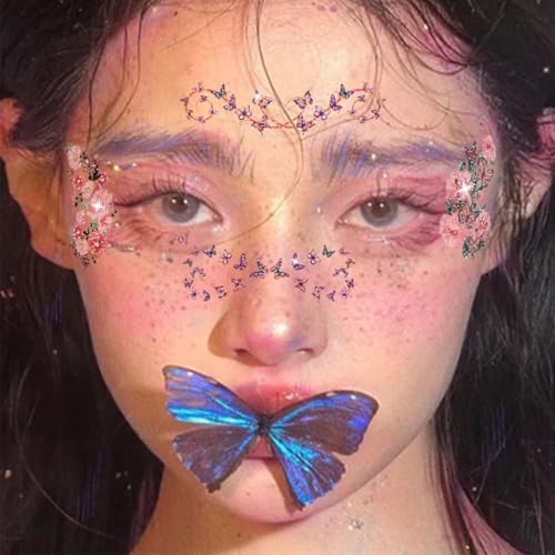 Glitter Butterfly Temporary Tattoos 10 Sheets Waterproof Face Stickers