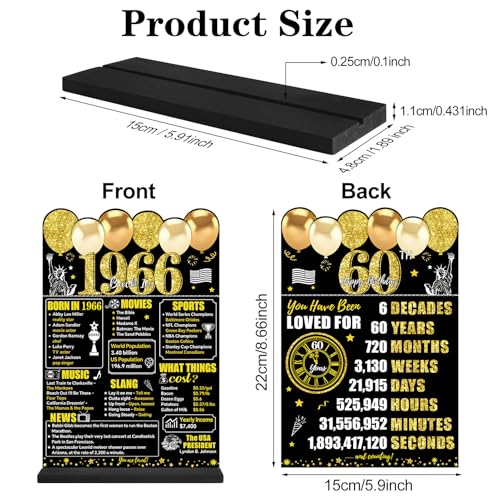 60th Birthday Acrylic Table Sign - Black Gold Vintage Design