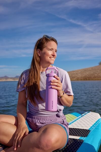 Stanley IceFlow 24 OZ Water Bottle - Insulated Stainless Steel with Built-In Straw | Lightweight & Leak-Resistant | Black
