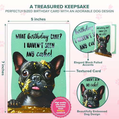 Humorous Dog Birthday Card Set - 5x7in Embossed Design with Stickers