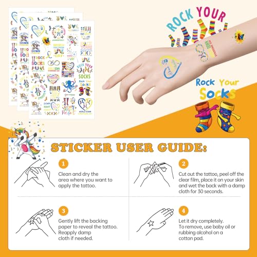 Down Syndrome Awareness Temporary Tattoos 8 Sheets Ribbon Stickers