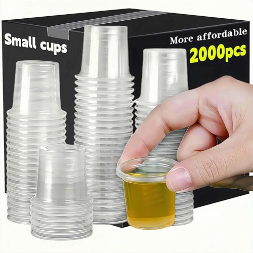 Cynohesta 0.75oz Disposable Plastic Shot Glasses - 200 Clear Sample Cups for Tasting & Drinking