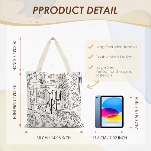 LUVADIAN Canvas Tote Bag - Positive Affirmations Inspirational Print