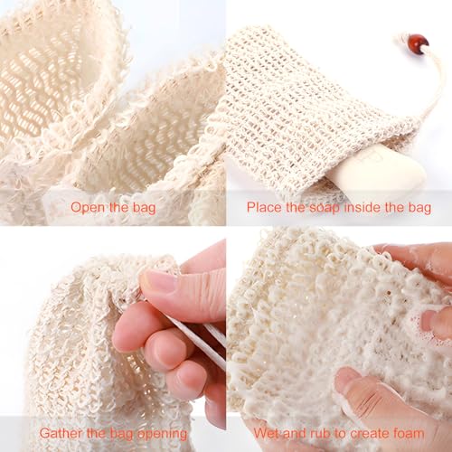 Kootinn Natural Cotton Soap Saver Bag for Exfoliation and Zero Waste Shower