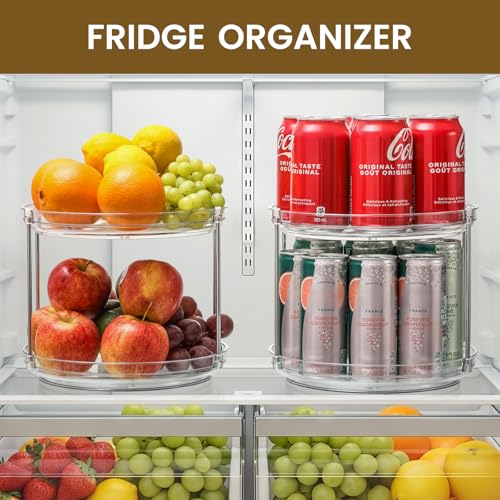 2-Tier Non-Skid Acrylic Lazy Susan - Rotating Spice Rack Organizer, 9.25"