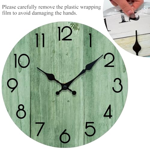 8-Inch Silent Wall Clock - Modern Wooden Non-Ticking Clock, Light Green
