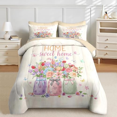 Christmas Comforter Set with Sheets - 7 Piece Floral Bedding Set