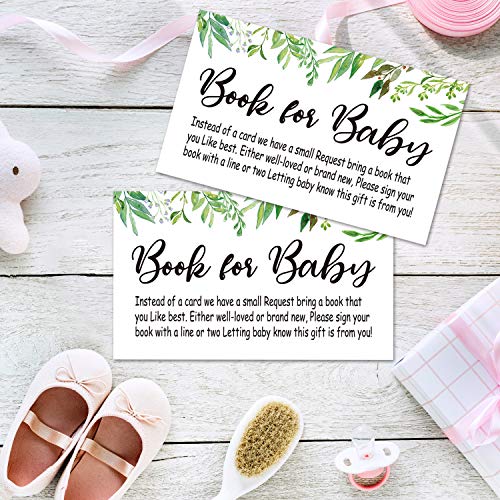 Baby Shower Book Request Cards - 50 Floral Greenery Invitations