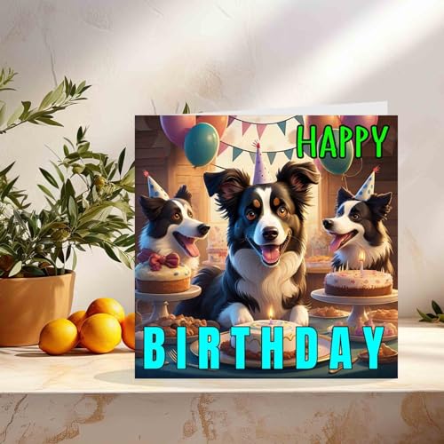 Border Collie Birthday Card with Envelope - Eco-Friendly & Premium Quality