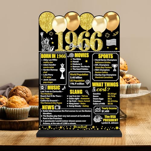60th Birthday Acrylic Table Sign - Black Gold Vintage Design