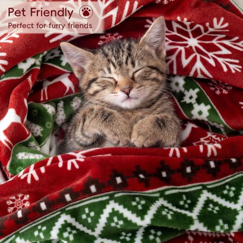 Christmas Cozy Fleece Blanket Queen Size Retro Holiday Pattern