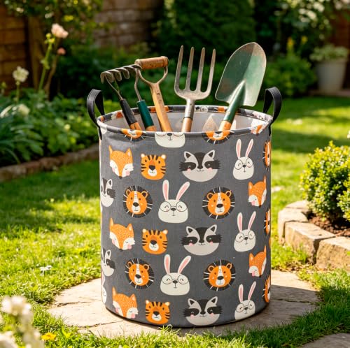 CLOCOR Collapsible Kids Laundry Basket - Animal Print Storage Hamper