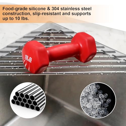 Triangle Sink Caddy - Stainless Steel Dish Drying Rack for Corner