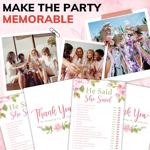 He Said She Said Bridal Shower Game - 50 Double-Sided Cards