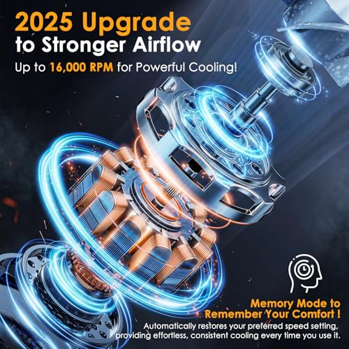 Portable Waist Fan - 10000mAh Rechargeable Clip-On Cooling Fan (Grey)