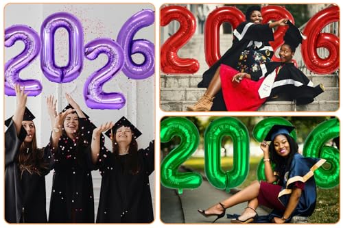 32-Inch Red 2026 Foil Number Balloons – Perfect for Celebrations