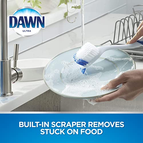 Dawn Dish Brush with Ergonomic Handle and Built-in Scraper, Soft Nylon