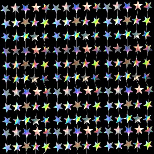 Iridescent Star Garland - 6pcs 78 Feet Hanging Decorations for Parties