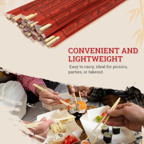 Premium Disposable Bamboo Chopsticks - 100 Sets, 9" Long