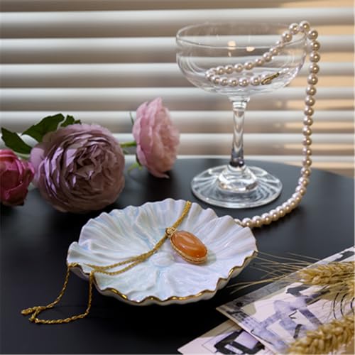 Maxsirui Ceramic Flower Ring Dish - Blue Jewelry Trinket Tray