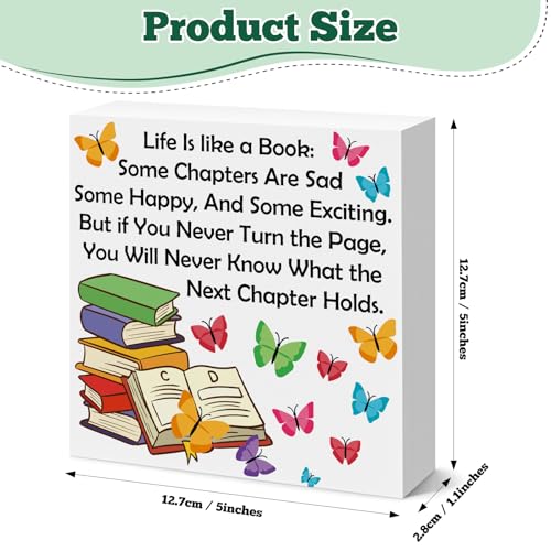 Inspirational Wooden Box Sign for Book Lovers - 5x5 Décor