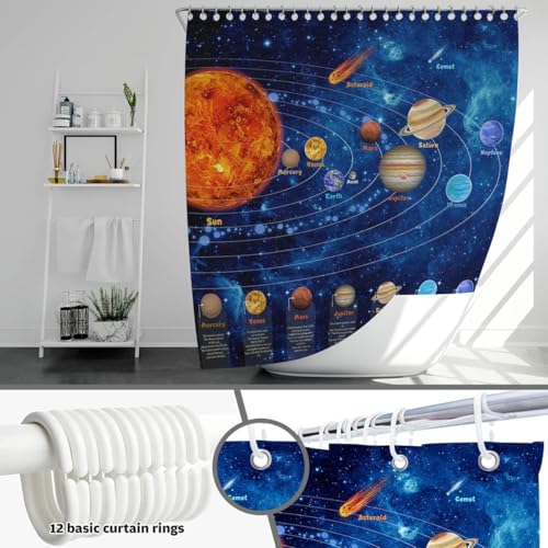 Mocsicka Outer Space Shower Curtain, 72 x 84 Inch Galaxy Science Bath Decor