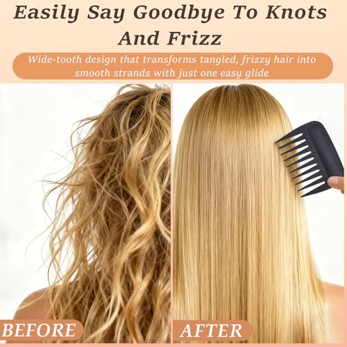 Attkryy 8-Pack Wide Tooth Detangler Combs Anti-Static Hair Combs