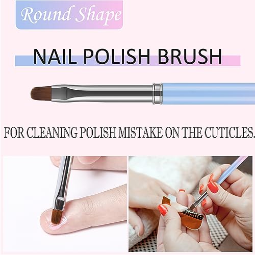 JASSINS 3Pcs Nail Art Clean Up Brushes Set with Caps, Gradient Alloy Handle
