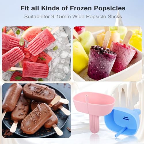Silicone Drip-Free Popsicle Holders for Kids - 4 Pack with Straw