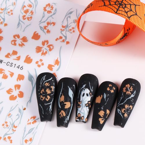 Halloween Nail Stickers Ghost Decals Self-Adhesive 6 Sheets