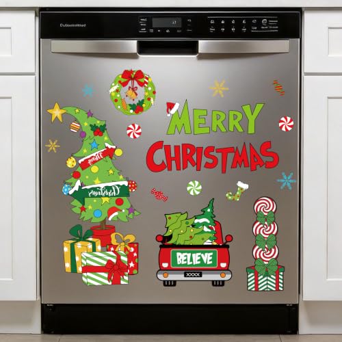 Green Christmas Tree Dishwasher Magnets 29Pcs Xmas Refrigerator Decor Set