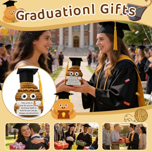 Handmade Crochet Graduation Poop Plush | Funny Gift for 2026 Grads