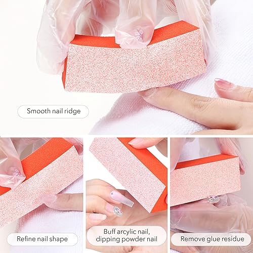 GAZEPLUS 3-Way Nail Buffer Block 60 Grit 10-Pack Orange Sponge
