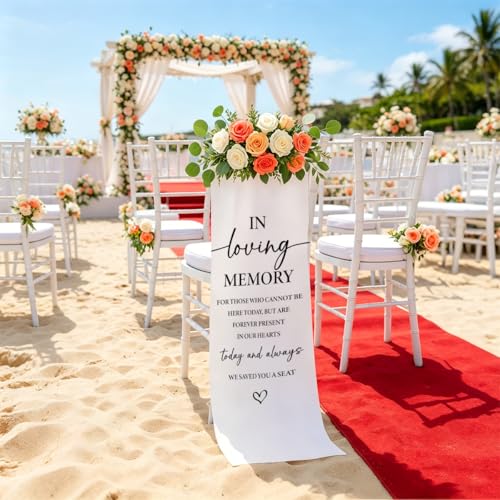 AASRR In Loving Memory Wedding Chair Sign - Reserved Seating Tribute, 15x50 Inches (Variation 01)