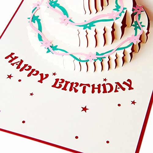 3D Pop Up Birthday Card with Cake Design and Envelope