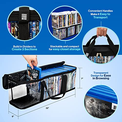 Blu-ray Media Storage Bag Case - Clear PVC Organizer for 42 Discs (Black)