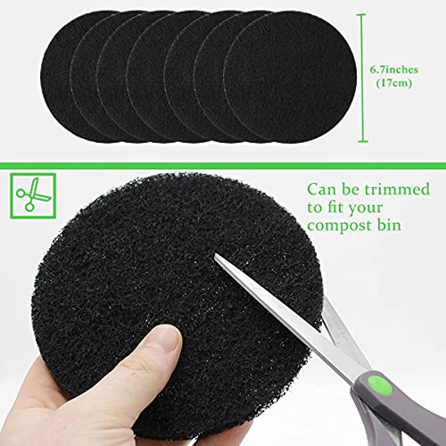 7 Pack Activated Charcoal Compost Bin Filters - Odor Absorbing Replacement Sheets