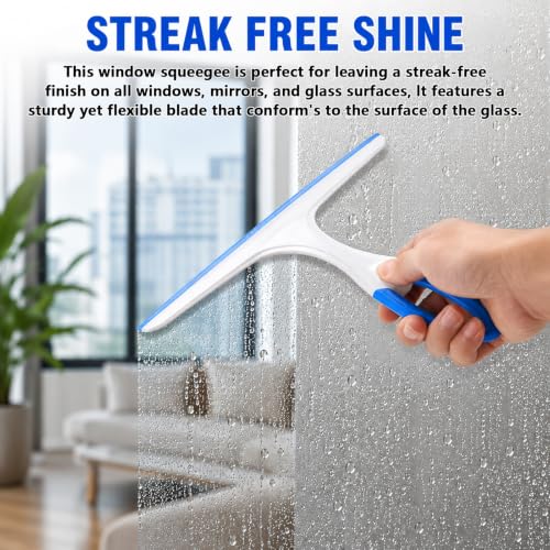 MUZHUPGUZ 3-Pack Shower Squeegee for Glass Doors - Blue, Green, Red Bathroom Window Cleaner