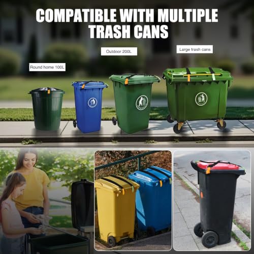 Adjustable Animal-Proof Trash Can Locks with Reflective Strips - 2 Pack