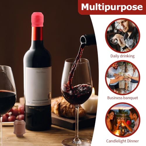 12 Silicone Wine Stoppers - Leak Proof Reusable Bottle Seals