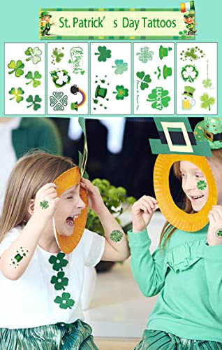 Furimuk St. Patrick's Day Temporary Tattoos Shamrock Waterproof 10 Sheets
