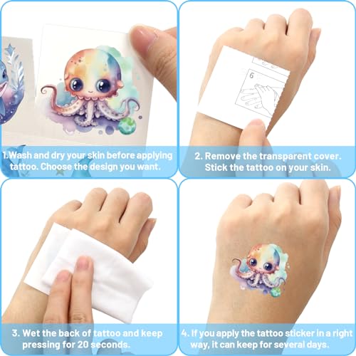 Fancy Land 140 Sea Creature Temporary Tattoos for Kids Ocean Party Favors