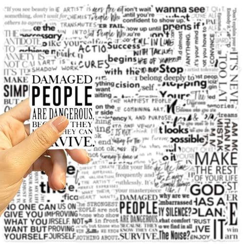 Bric Dodo 50 Pack Black and White Motivational Waterproof Vinyl Stickers