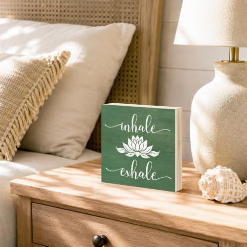 Inhale Exhale Wooden Box Sign - Yoga Wall Art for Meditation