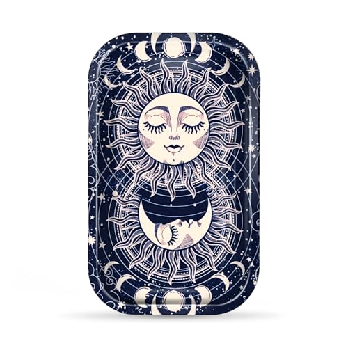 MATIHOOS Blue Metal Serving Tray 11x7 Inch Curved Edges Minimalist Design