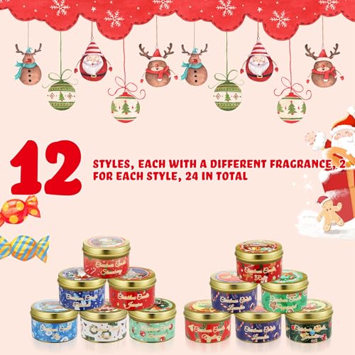 MTLEE 24 Pcs Christmas Scented Soy Candles Set - Gold