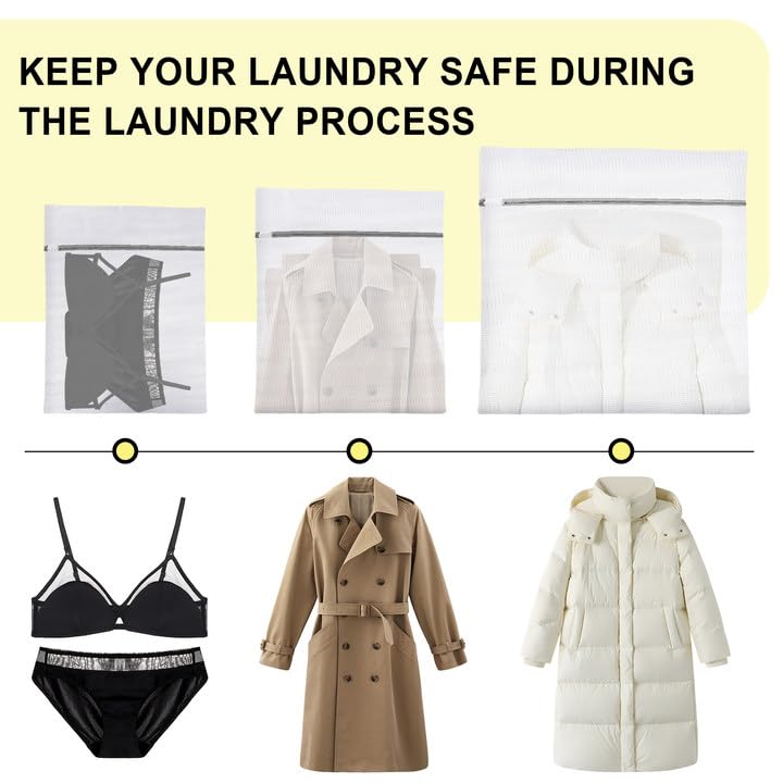 YC Kitchen 3-Piece Mesh Laundry Bag Set with Locking Zipper for Delicates