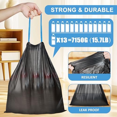 JUKFITA Blue Drawstring 4 Gallon Trash Bags - 120 Count